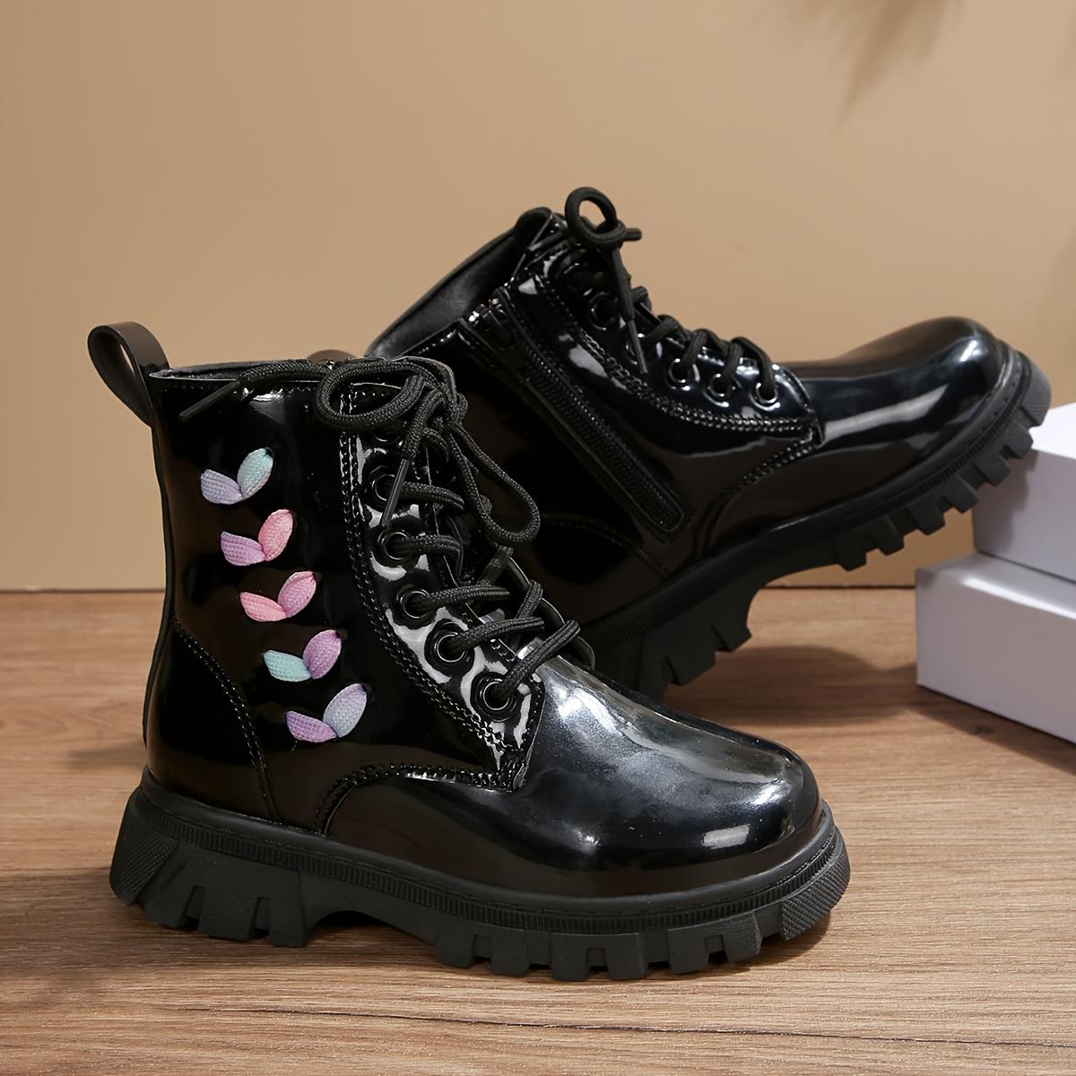 Girls' Casual Fashion Mid-Calf Boots with Lace-Up & Side Zipper Closure - Durable Faux Cover, Round Toe, TPR Sole - Perfect Fall/Winter Outdoor Activities, Casual Wear Boots |                   Playful Design |                   Durable Boots1011