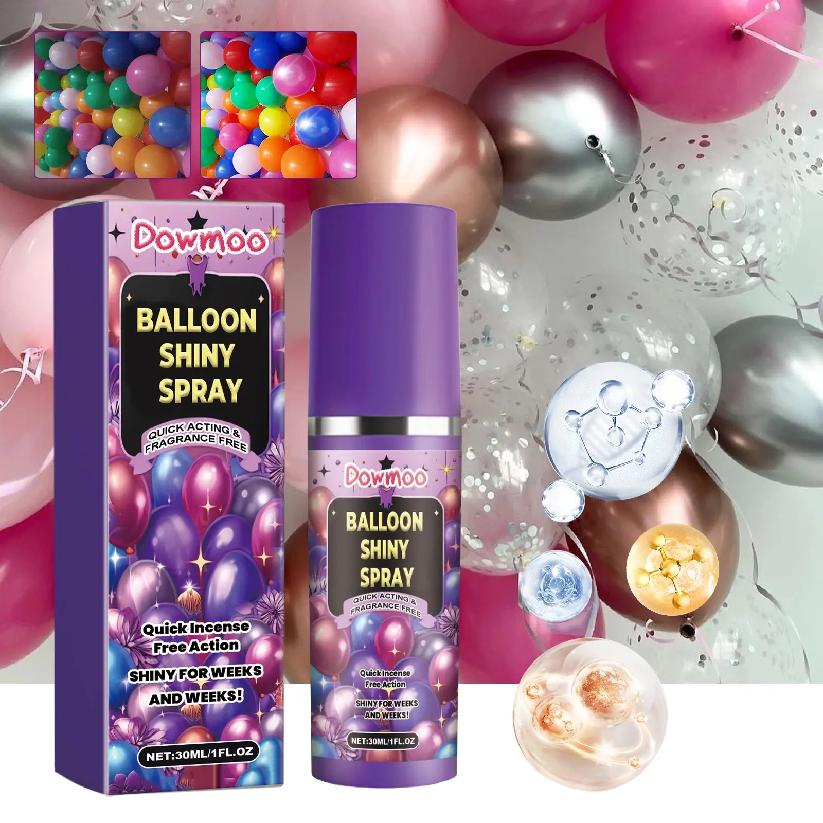 Long-Lasting Balloon Aerosol, Bright Finish for Balloons, Quick-Dry High-Gloss Spray, Balloon Glitter Aerosol for Shiny Effects