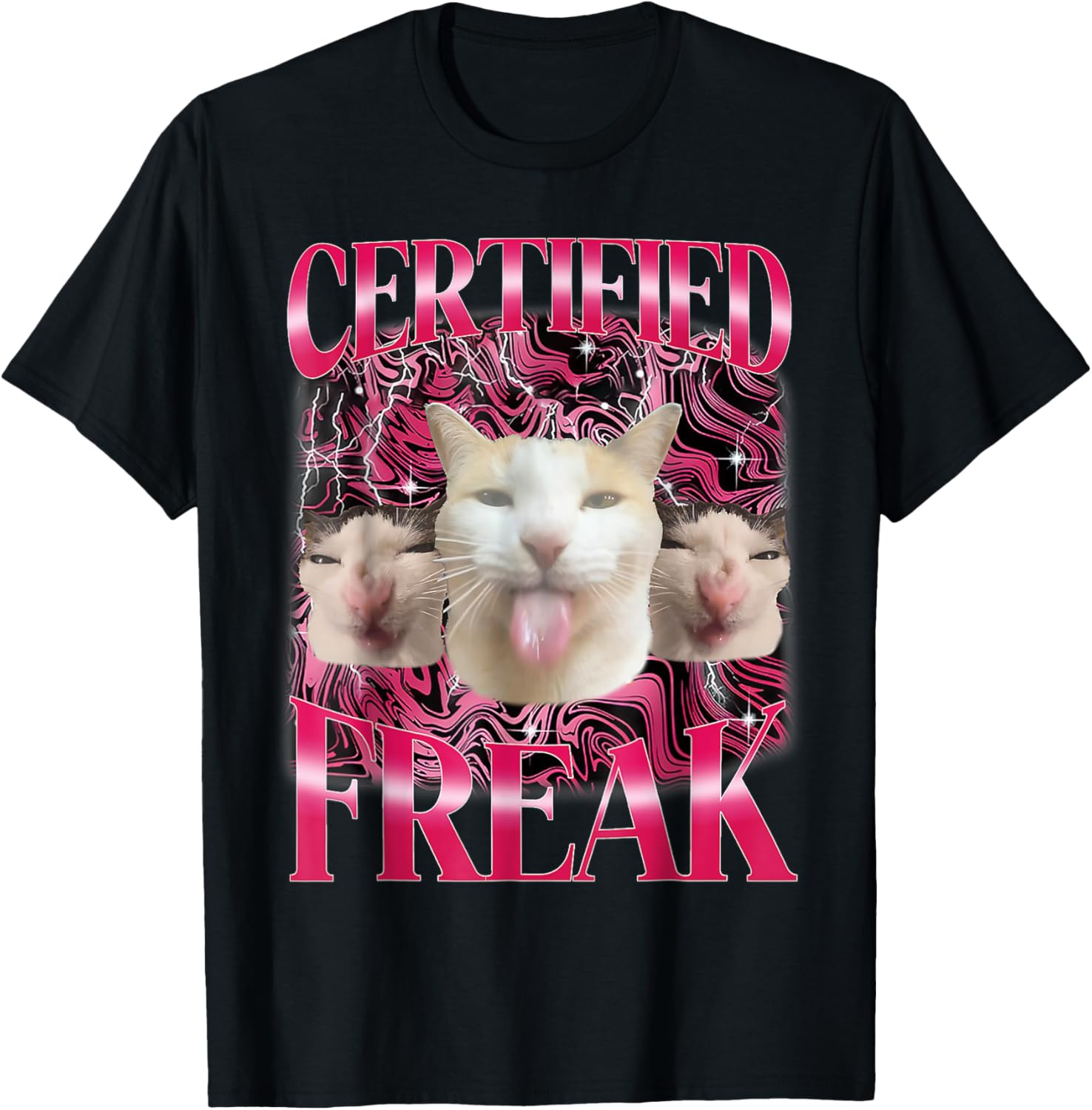 Certified Freak Eat Cement Cursed Cat Funny Cat Meme T-Shirt
