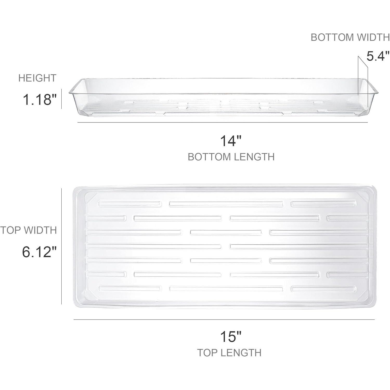 16 Pack Rectangular  Drip Trays, Clear  Saucers for Indoors, Thick Plastic Window Sill  Trays for Flower Pot Planter