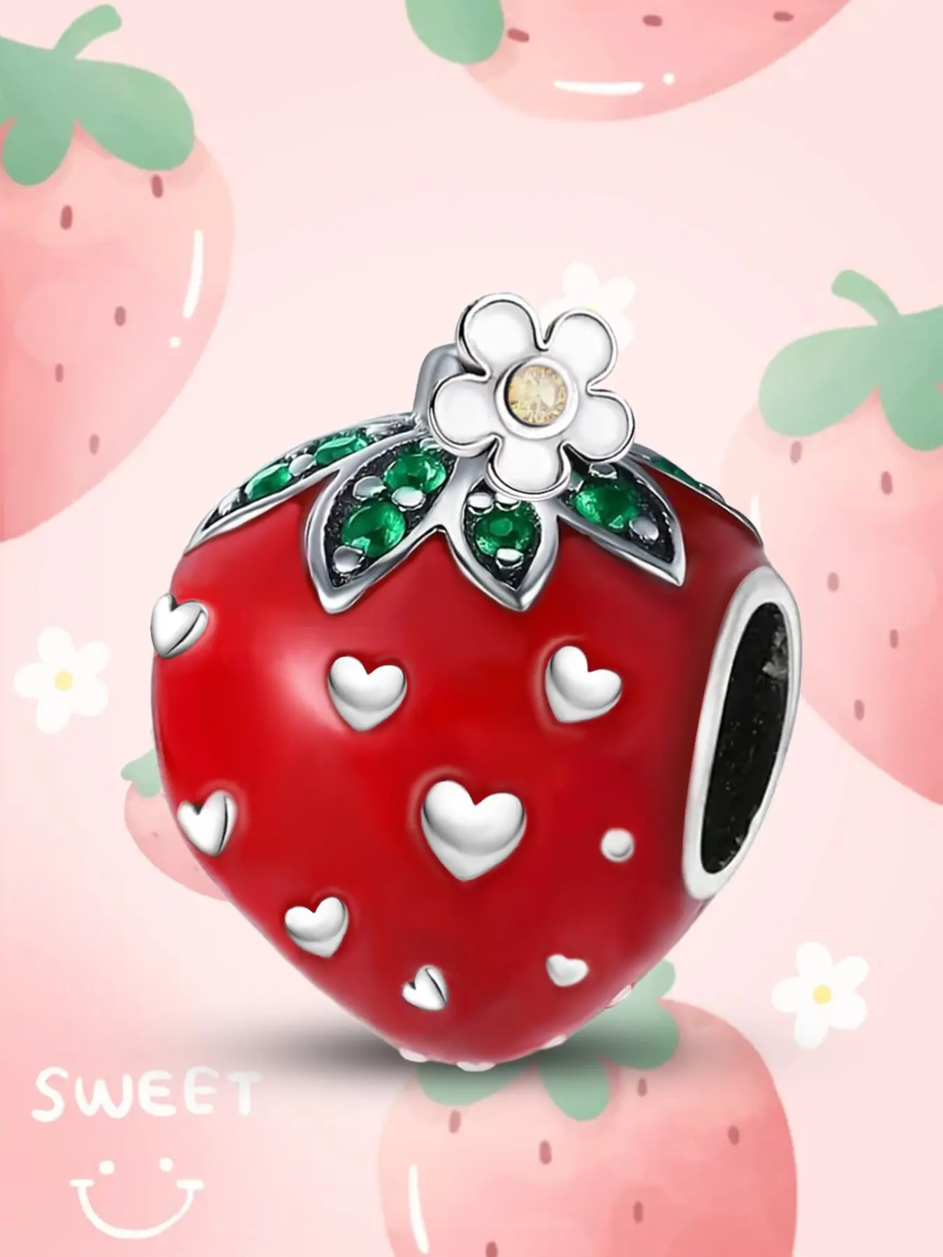 1PC New Original Red Color Series Pumpkin Carriage Angel Bible Heart Cross Charm Strawberry Koala Lucky Koi Playing Cards Beaded Pendant Thanksgiving Christmas Beads and Pendant Designer Bracelet Making DIY Jewelry Making Gift