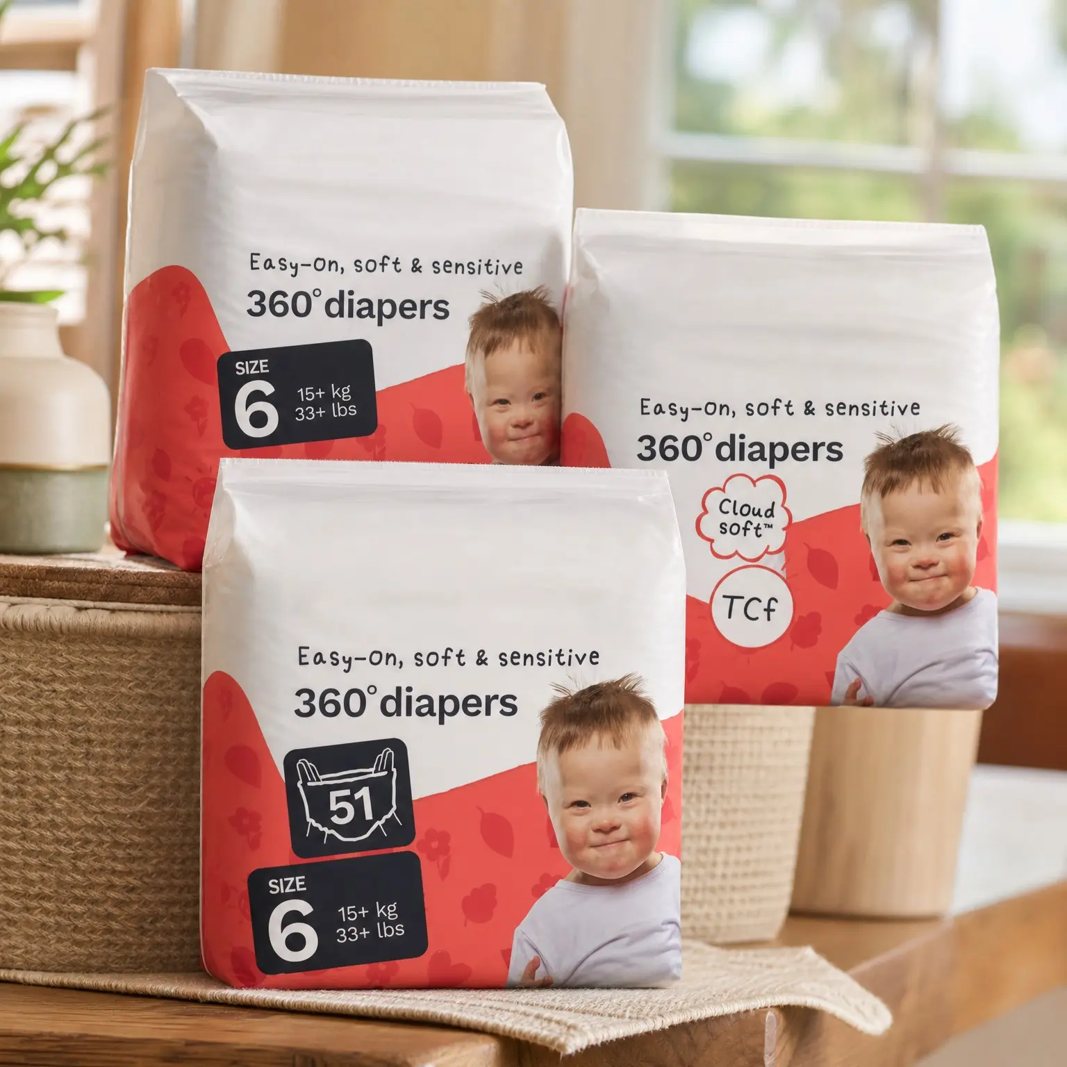 Hypoallergenic Overnight Diaper Pants Size 6 (33+ lbs), Up to 12 Hours Leak Protection for Sensitive Skin, Totally Chlorine Free Soft Organic Cotton, 51 Count (3 Packs of 17 Pull-Up Pants)(Gift)