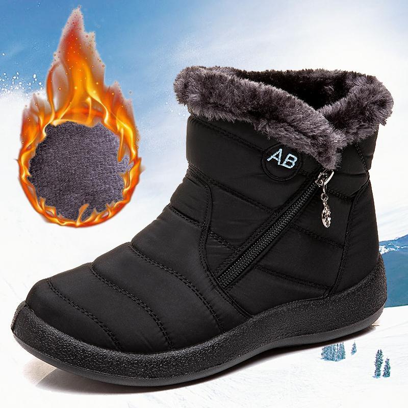 Womens Warm Fur Lined Winter Snow Boots Waterproof Ankle Boots Outdoor Booties Comfortable Shoes for Women Black SpringStatements