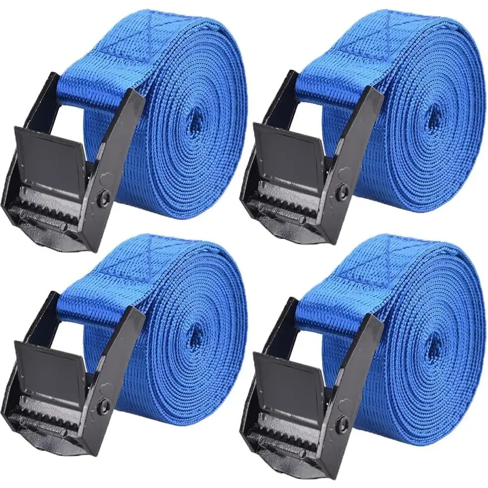 4 count Tie Down Straps with Adjustable Buckles, 59"x1" Heavy Duty Cam Buckle Lashing Straps for Cargo, , Luggage, ,  (Dark Blue)