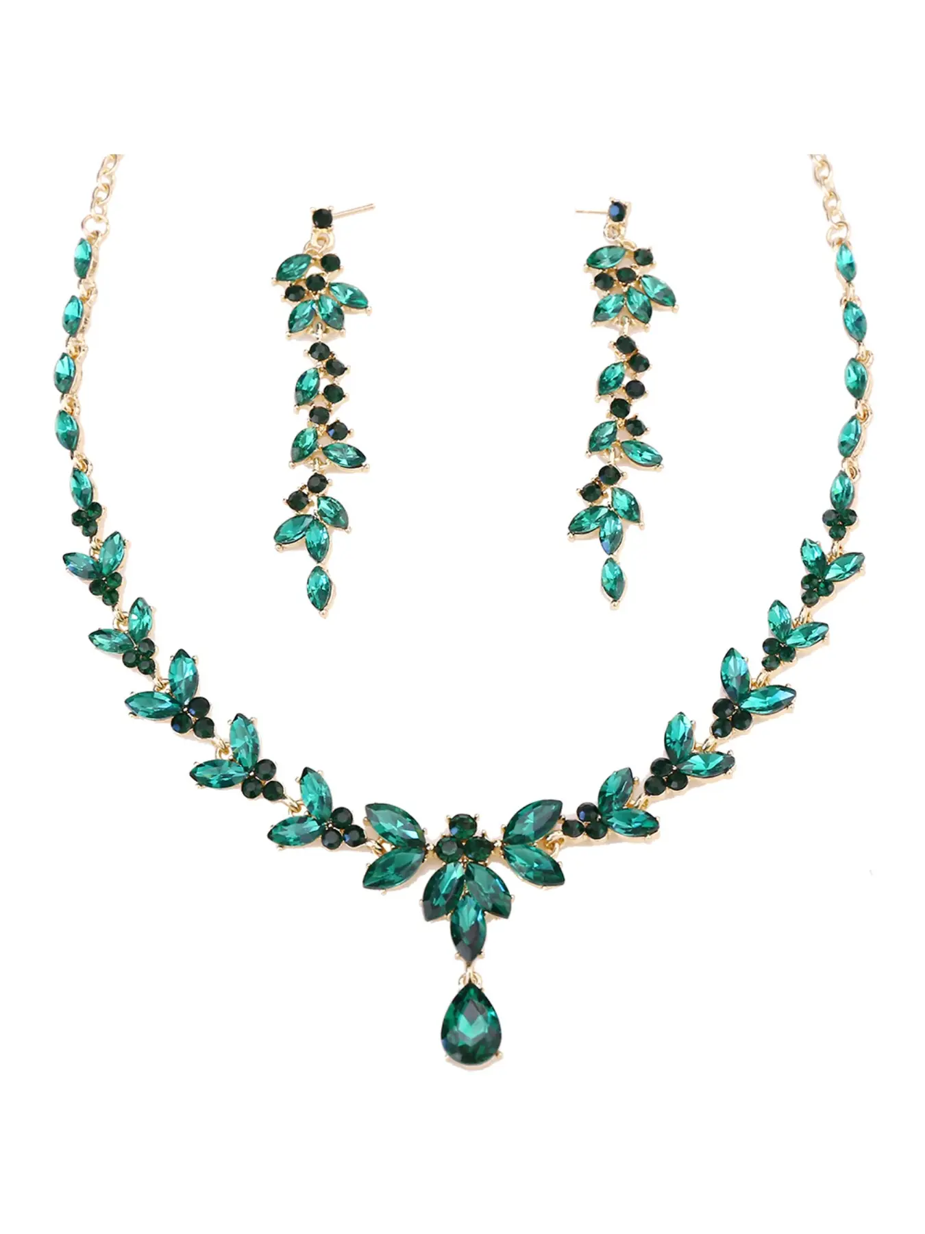 European and American necklace and earring alloy jewelry set, banquet dress matching chain, fashionable and versatile bridal accessories, Bridal Wedding Jewelry