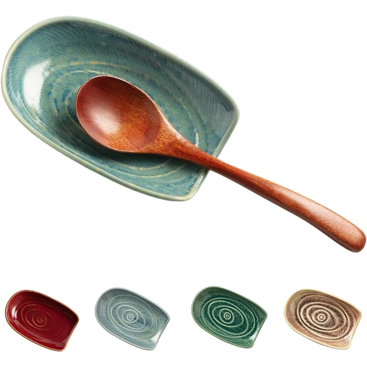Ceramic Spoon Rest, Utensil Rest for Stove, Counter & Coffee Bar | Compact shape fits beside burners or prep areas, holding spoons, ladles, tongs, and stirrers without crowding your space