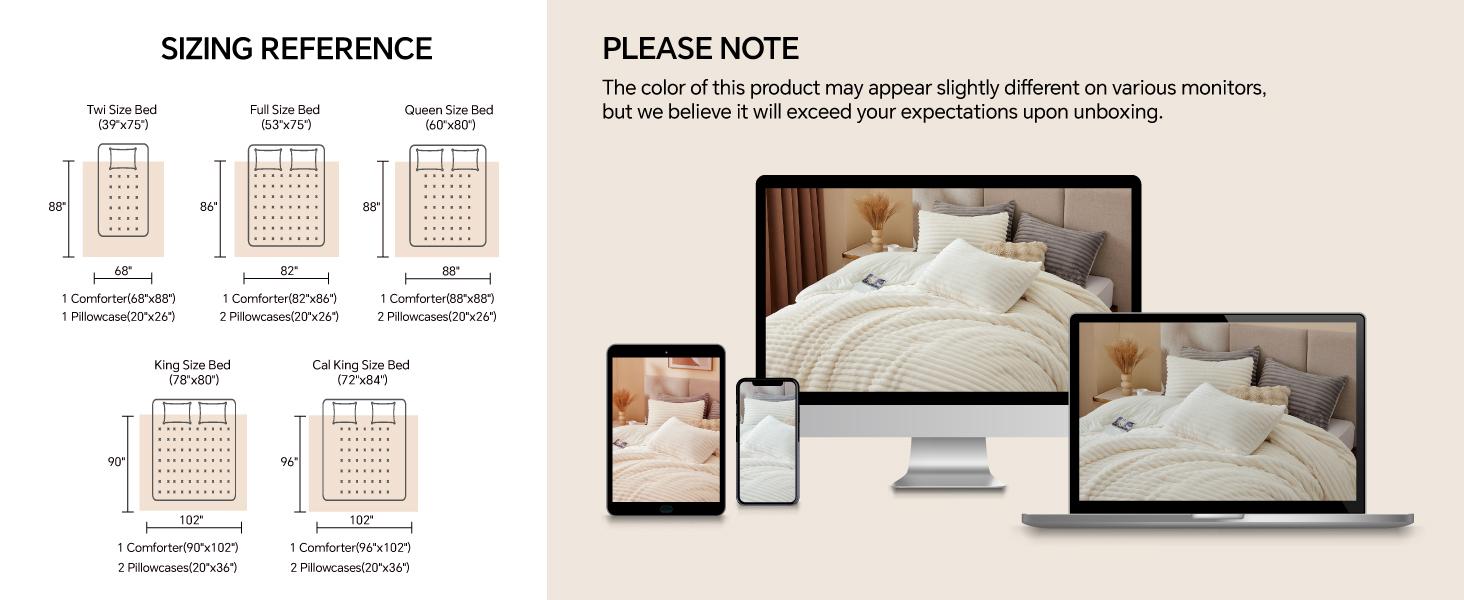 BEDELITE Flannel Comforter Set Super Soft & Warm Fluffy Pink Valentine's Day gift - Elegant Striped Design for Winter - Twin/Queen/King Sizes Machine Washable