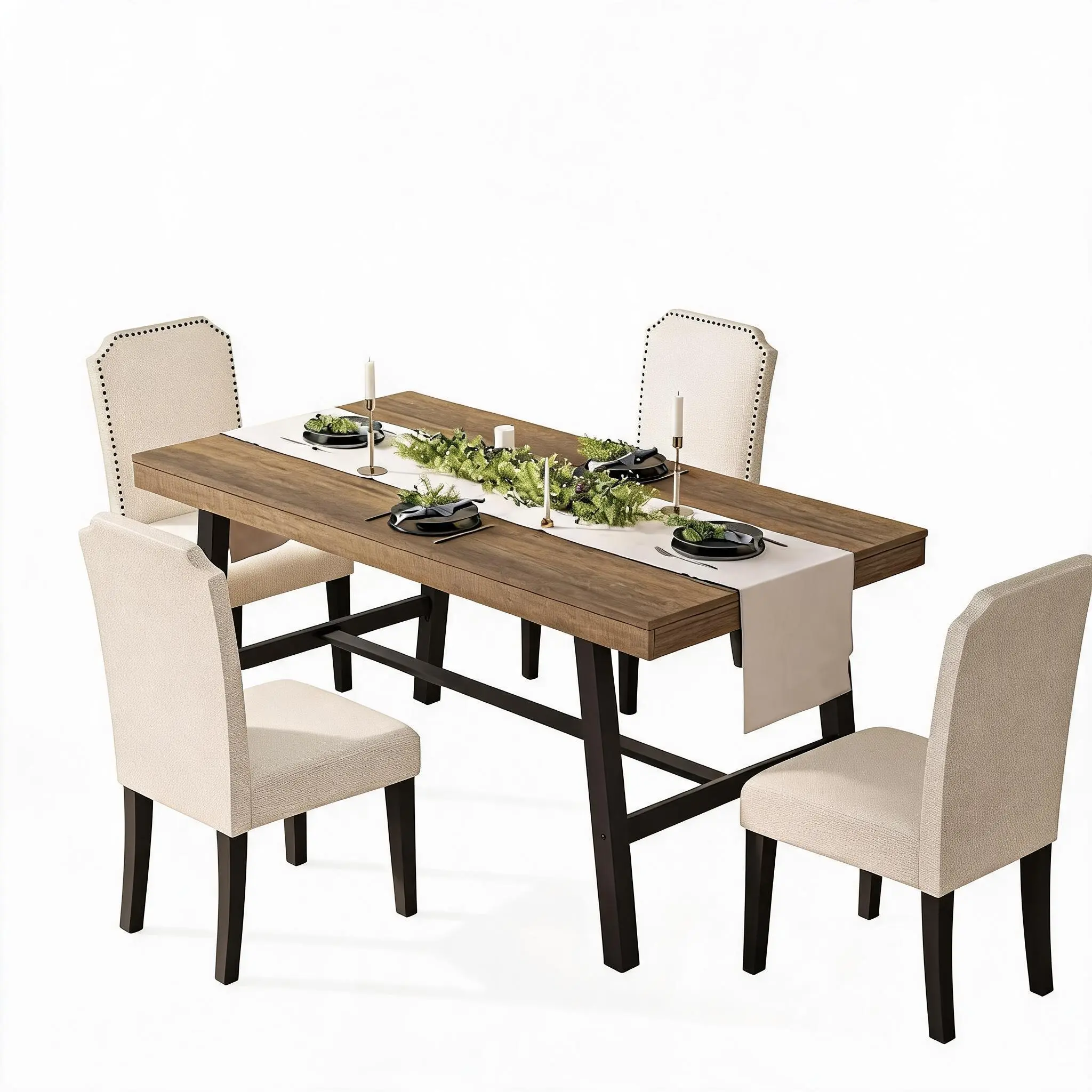 Gaomon Rectangular Industrial Rustic Wooden Top Dining Table (4-6 Seats), Heavy-Duty Metal Legs Kitchen Furniture, Super Strong Fast Assembly Multiuse Table for Dining Room, Heavy-Duty Dining Room Furniture