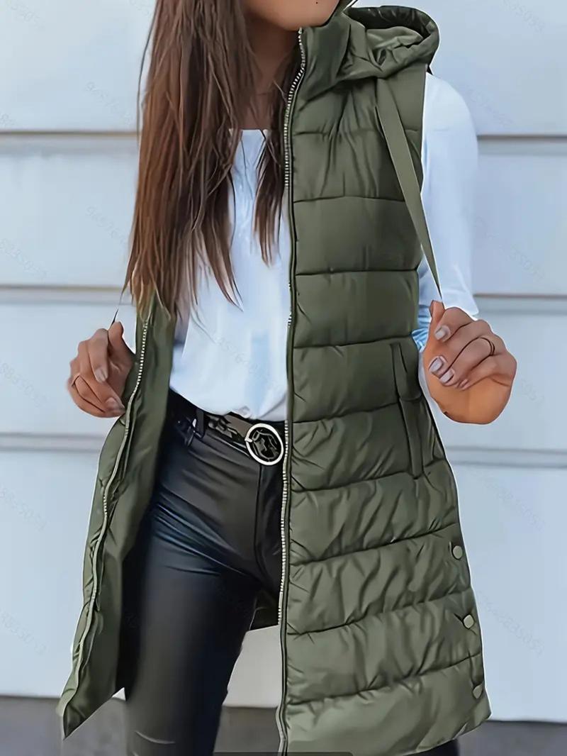 BIGWIG Solid Color Hooded Zipper Vest Jacket Women's Clothing