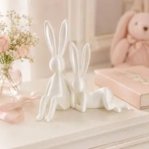 Double Rabbit Hug Statue Home Decor, Cozy Companion Theme, Ideal for Living Room, Bedroom, Office, Perfect Gift for Bunny Lovers