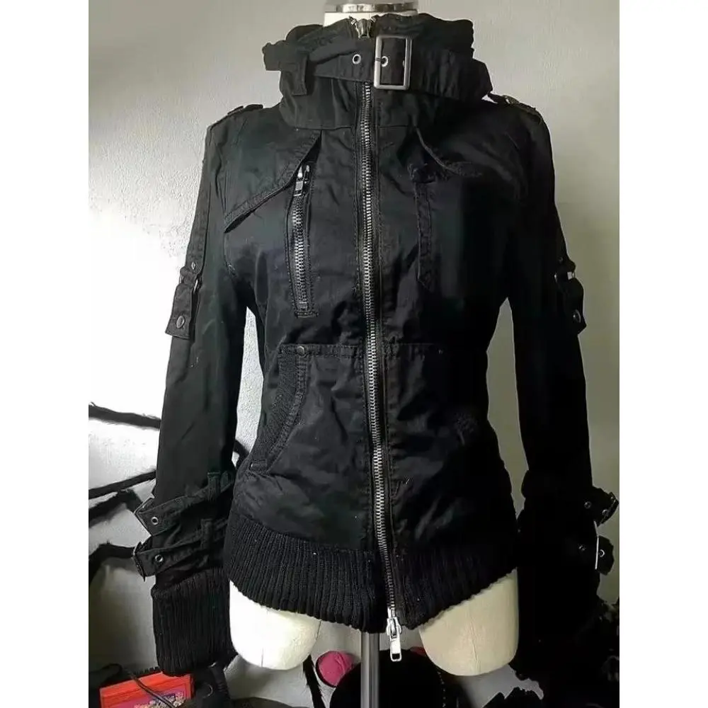 American Vintage Punk Jacket Casual Women Long Sleeve Sweatshirt Vintage Jacket Y2K Gothic Style Coat Fit Autumn Female Clothing