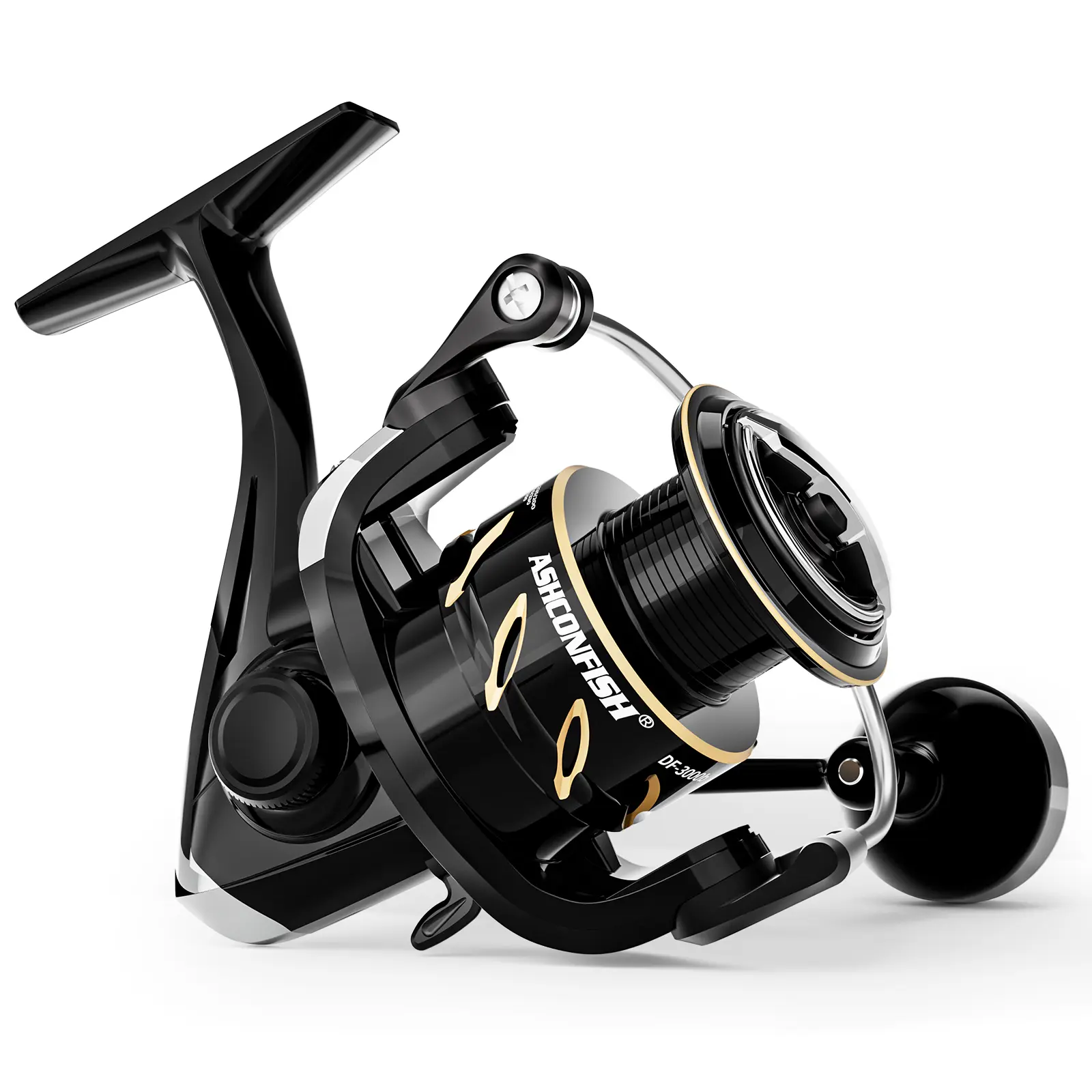 Ashconfish Spinning Fishing Reel - 5.2:1 Gear Ratio, 22LB Max Drag, Aluminum Spool, Metal Knob, Shallow/Deep Cup Spools