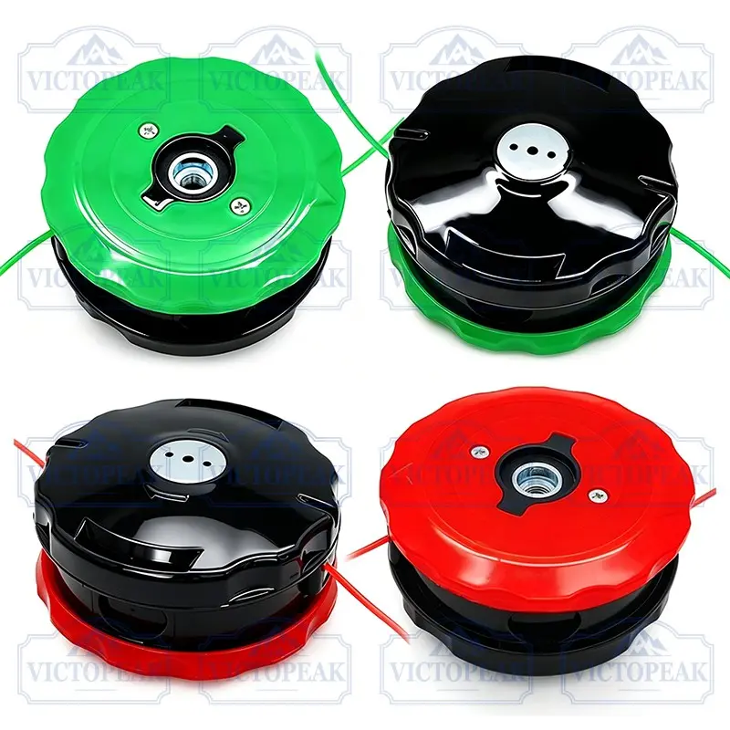 Victopeak 4 Pack Italian Style Weed Eater Trimmer Heads, 2Pcs Green Base + 2Pcs Red Base Universal Bump Feed String Trimmer Replacement Head, Durable Lawn Grass Cutter Head For Garden Yard Weeding Maintenance Parts