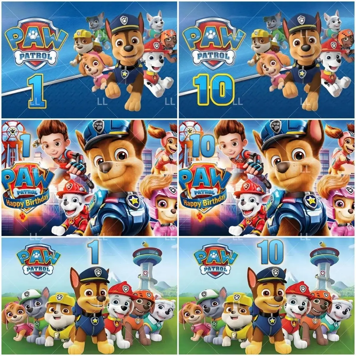 PAW Patrol Child 1th-10th Birthday Party Decor Cute Puppy Dog Backdrop Blue Photography Background Baby Shower Supplies Boy Gift