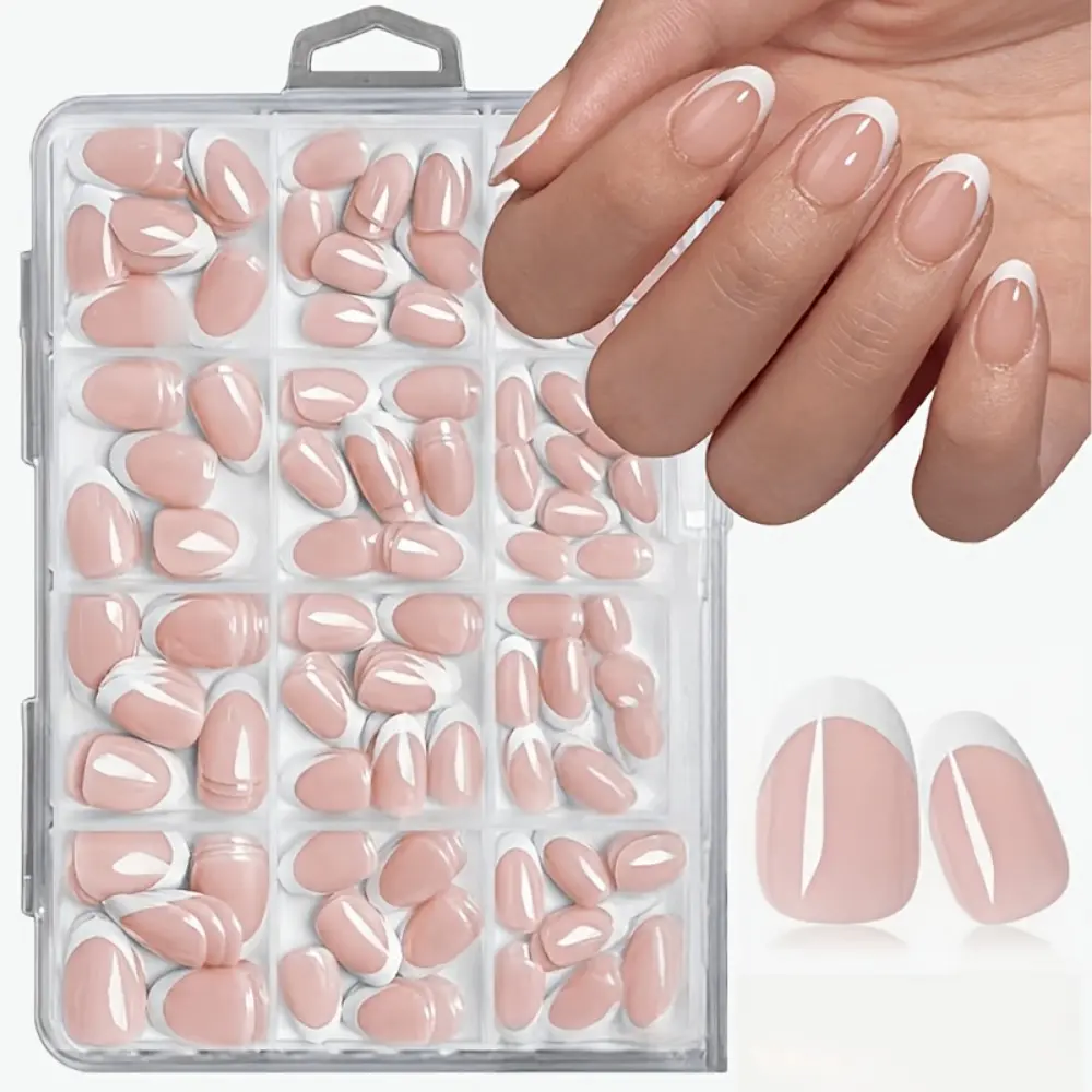 150pcs Nude French Almond Press-On Nails, Fake Nails, Glossy Full Coverage Removable False Nails, Perfect for Daily Use and Party Events