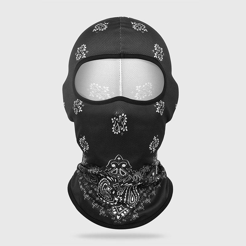 1pc Stylish Paisley Series Balaclava - Breathable, Hand-Washable Polyester Full-Face Mask with Eye Holes, Ideal for Outdoor Activities in Summer & Winter, Black