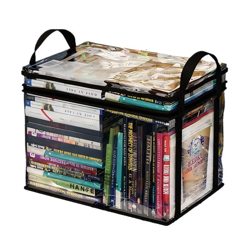 2026 New Foldable Clear PVC Book Storage Box - Dustproof Desktop Organizer for Students, Home & Classroom Book Sorting