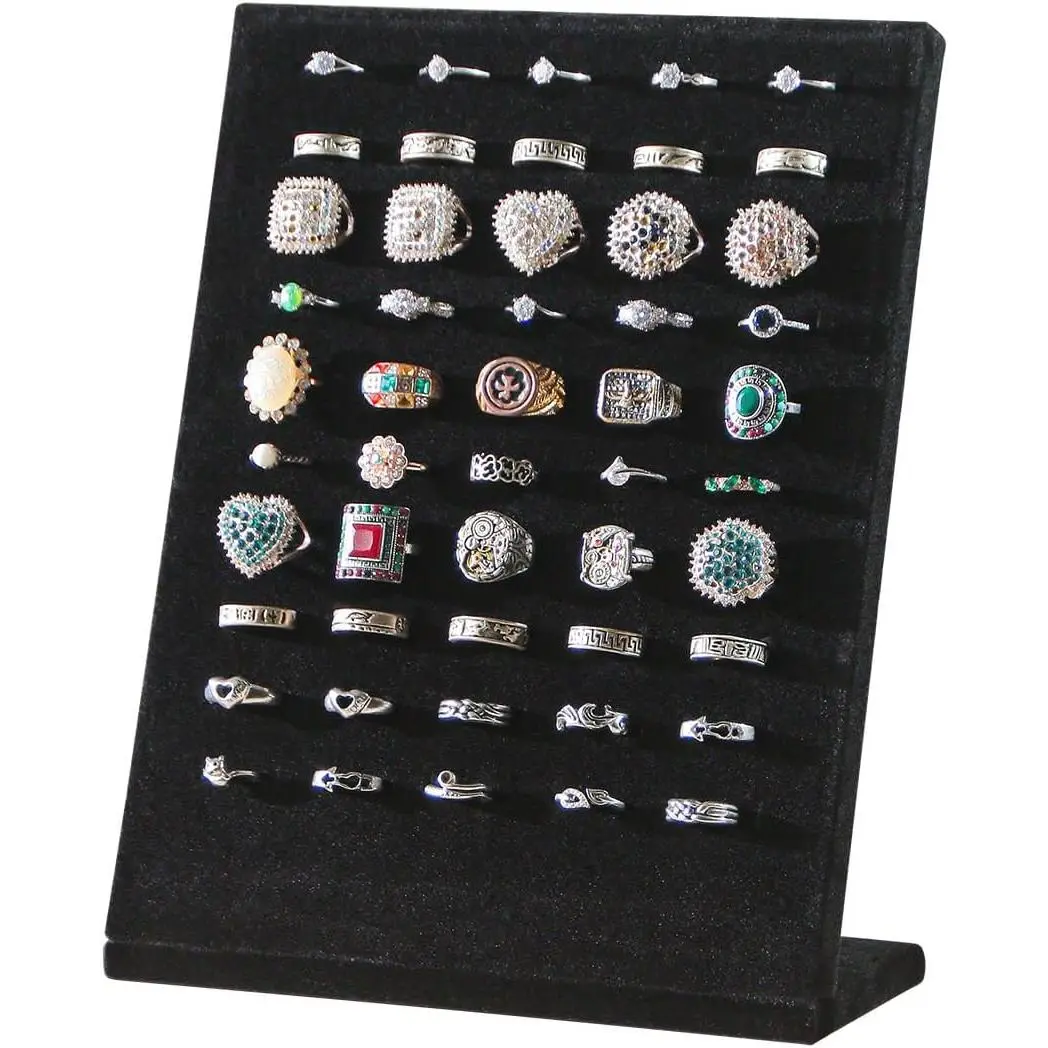 Ring Board Display Stand,  Earring Organizer Holder for Selling,Vendors Storage Tray for Multiple Rings (Black)