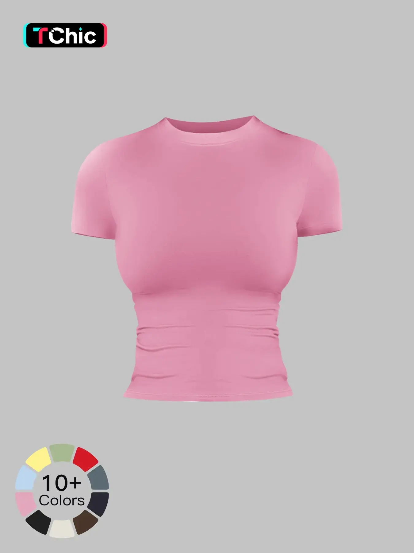 Women's Solid Color Sports Tee, Fitness Sport Top, Exercise Activewear, Casual Comfy Breathable Short Sleeve T-shirt for Yoga Gym Workout Running, Ladies Sportswear for All Seasons