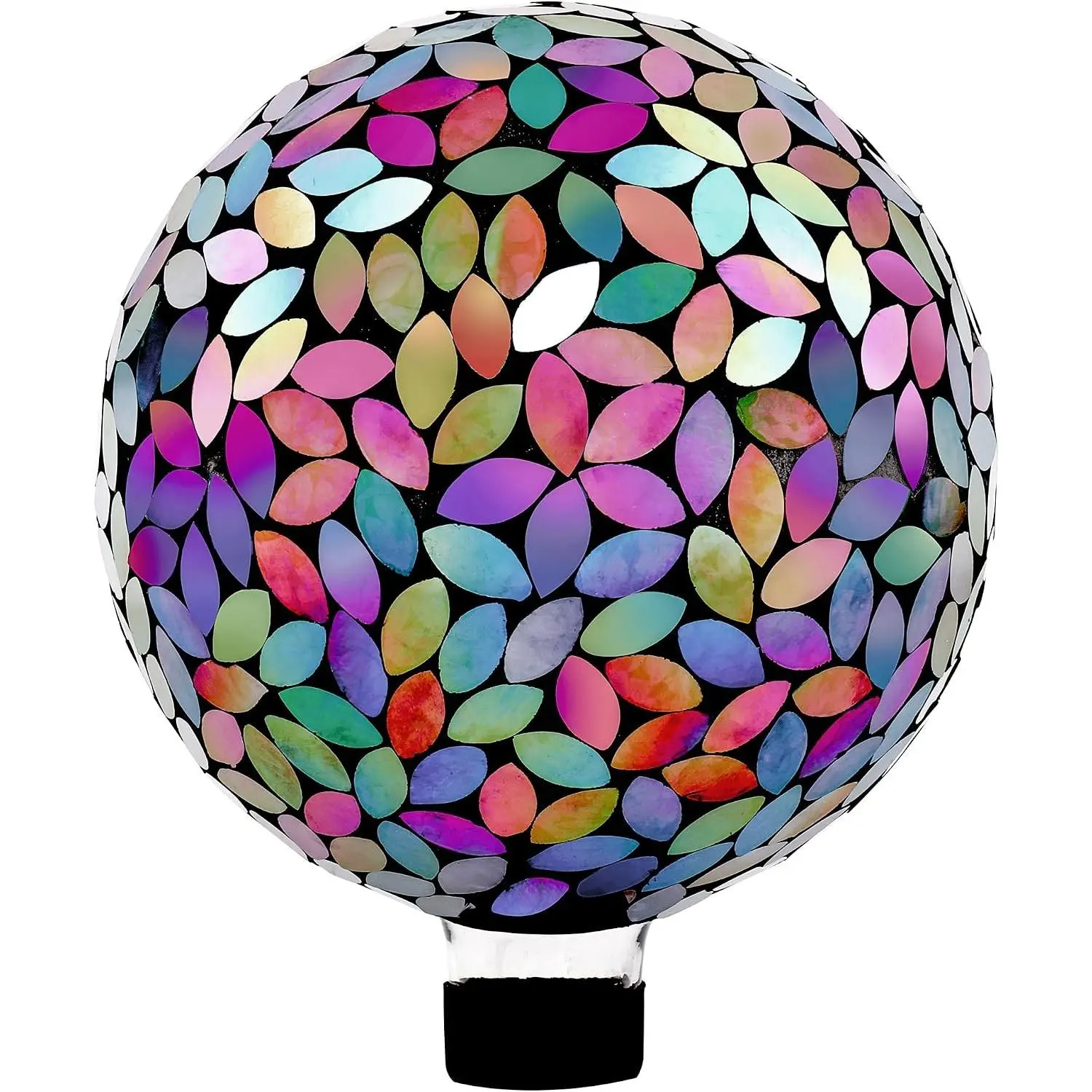 Mosaic Gazing Ball Outdoor, 10 Inch Purple Iridescent Glass Garden Globe, Decorative Garden Ball for Yard Lawn Patio Decor
