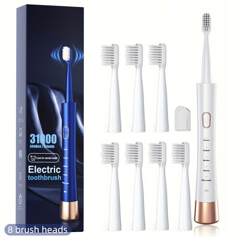 Electric Toothbrush Set, 1 Box Portable Rechargeable Toothbrush & 8 Counts Replacement Brush Heads, Oral Care Product for Adults, Replaceable Brush Heads