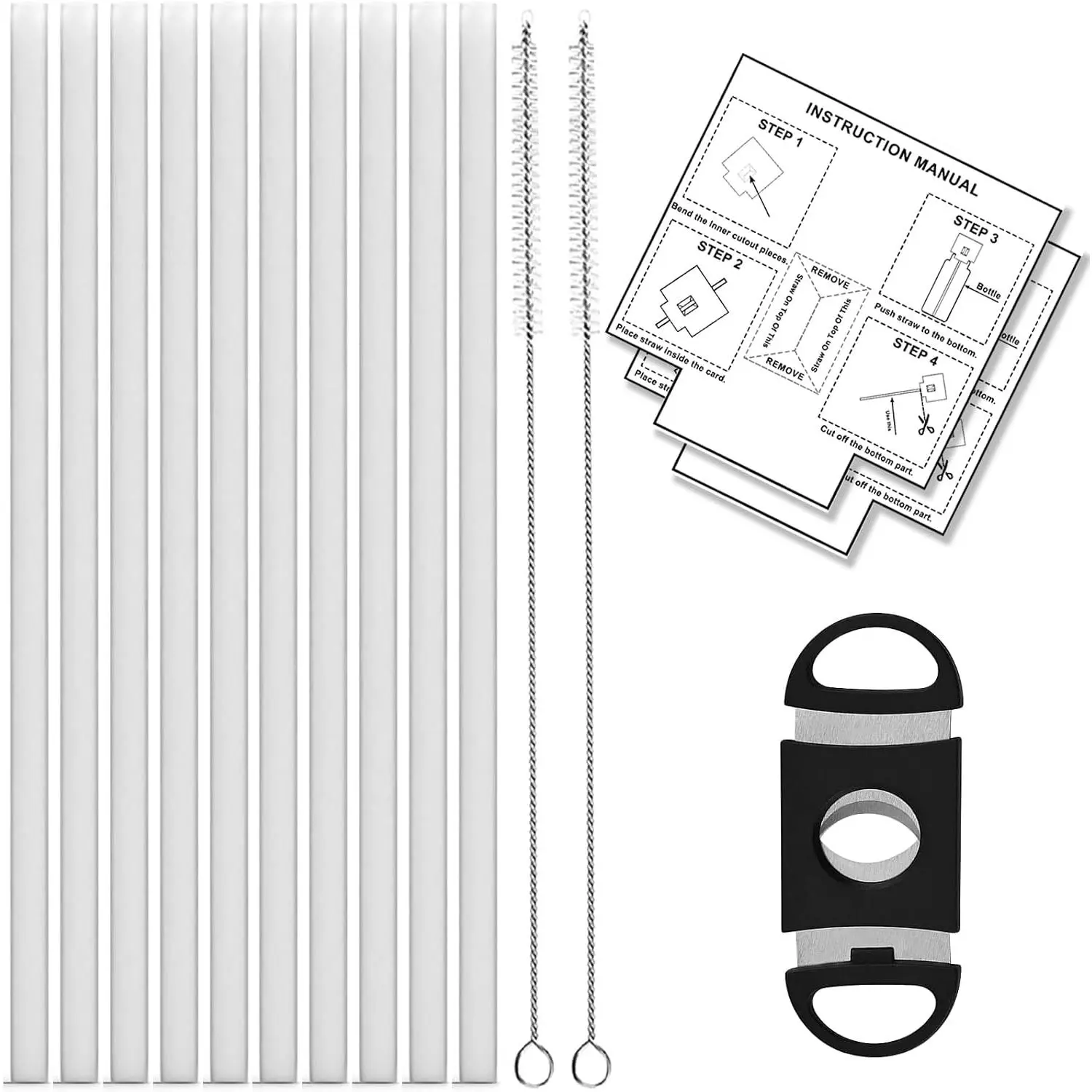 Synthetic 10-Piece Thermos Flask Straw Set - Fits 14/16/18/24/32/40/64 oz, Multi-Size Drinkware Accessory, Set Includes Deep Clean Brushes, Measuring Sheets, Tool