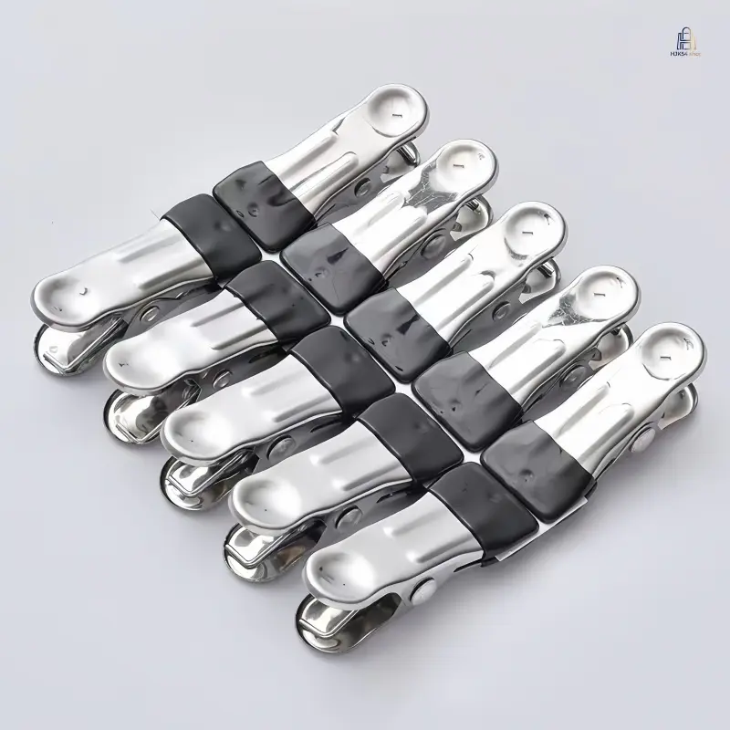 Heavy-Duty 3-Spring Stainless Steel Clothes Pegs, Windproof Laundry Clips, Multipurpose Clothespins for Balcony Drying & Kitchen Storage