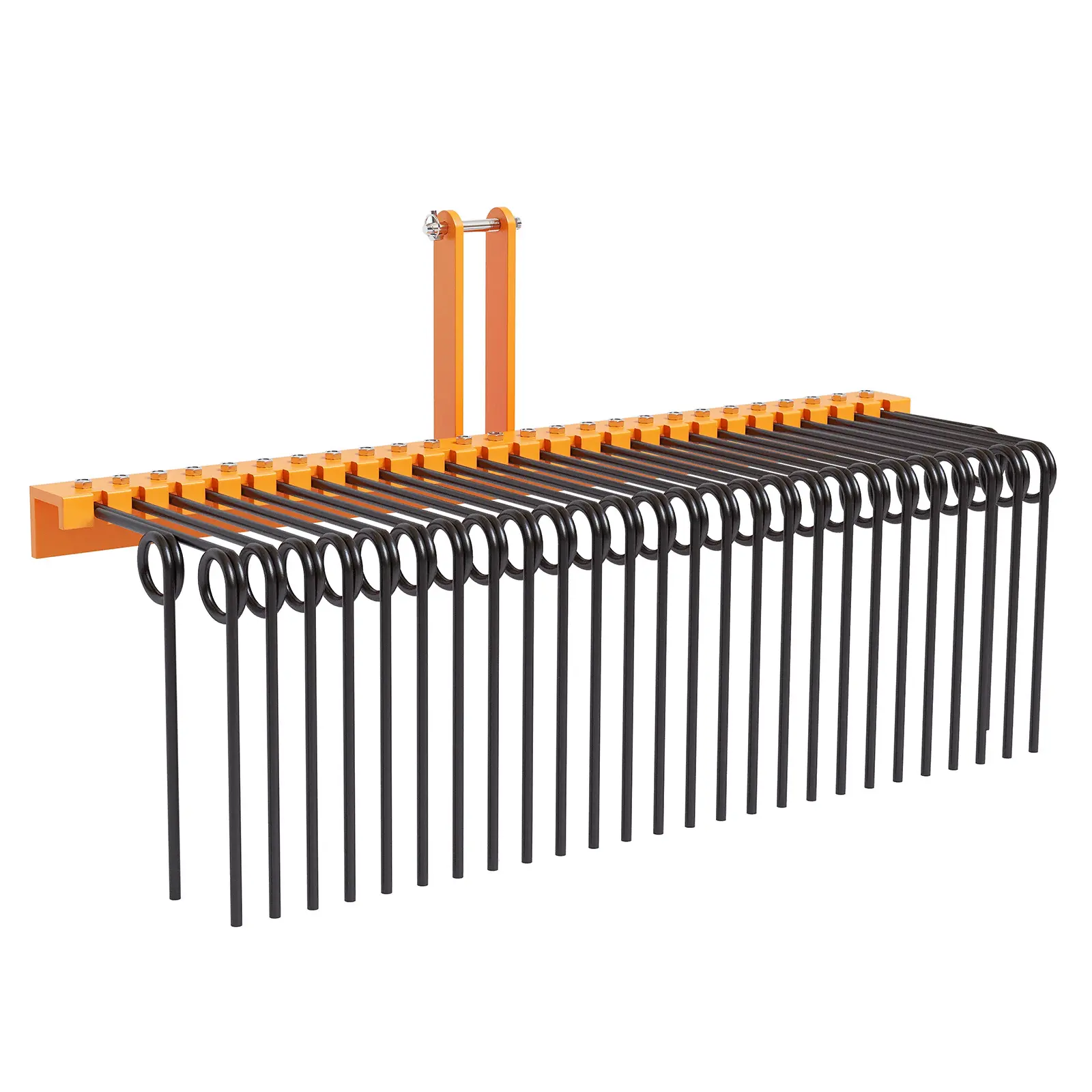 Durable Powder Coated Steel 72" 3 Point Pine Straw Rake, Spring Tine Landscape Rake Accessory for Compact Tractors Cat0 Cat1