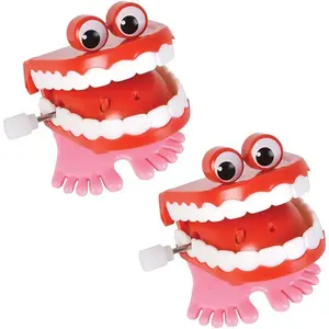 Wind Up Teeth Chomping & Chattering Teeth with Googly Eyes Toys for Kids Birthday Party Favors, Novelty and Gag Gifts, 1.75" Inches (2-Pack)fidget toys