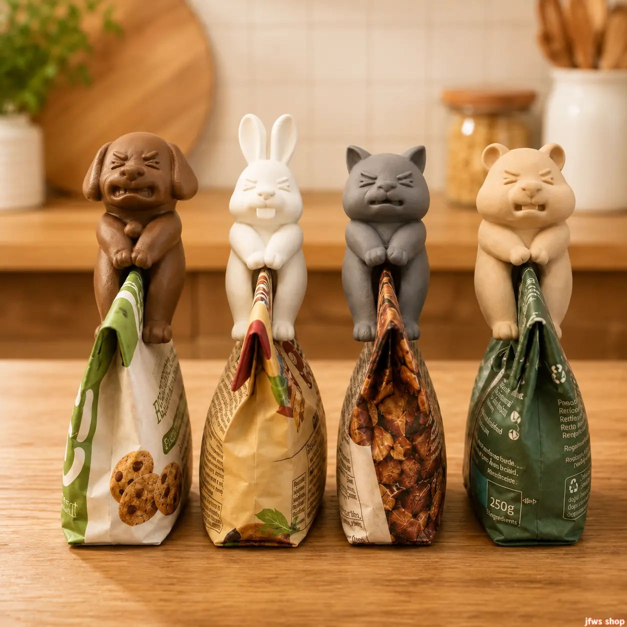 Women's Sportswear Set 2026 New 4-Pack Cute Animal Leg Bag Clips - Fun Clips for Home Use, Seals Bags for Coffee Cereal Candy Snacks, Collectible Gift for Snack Lovers