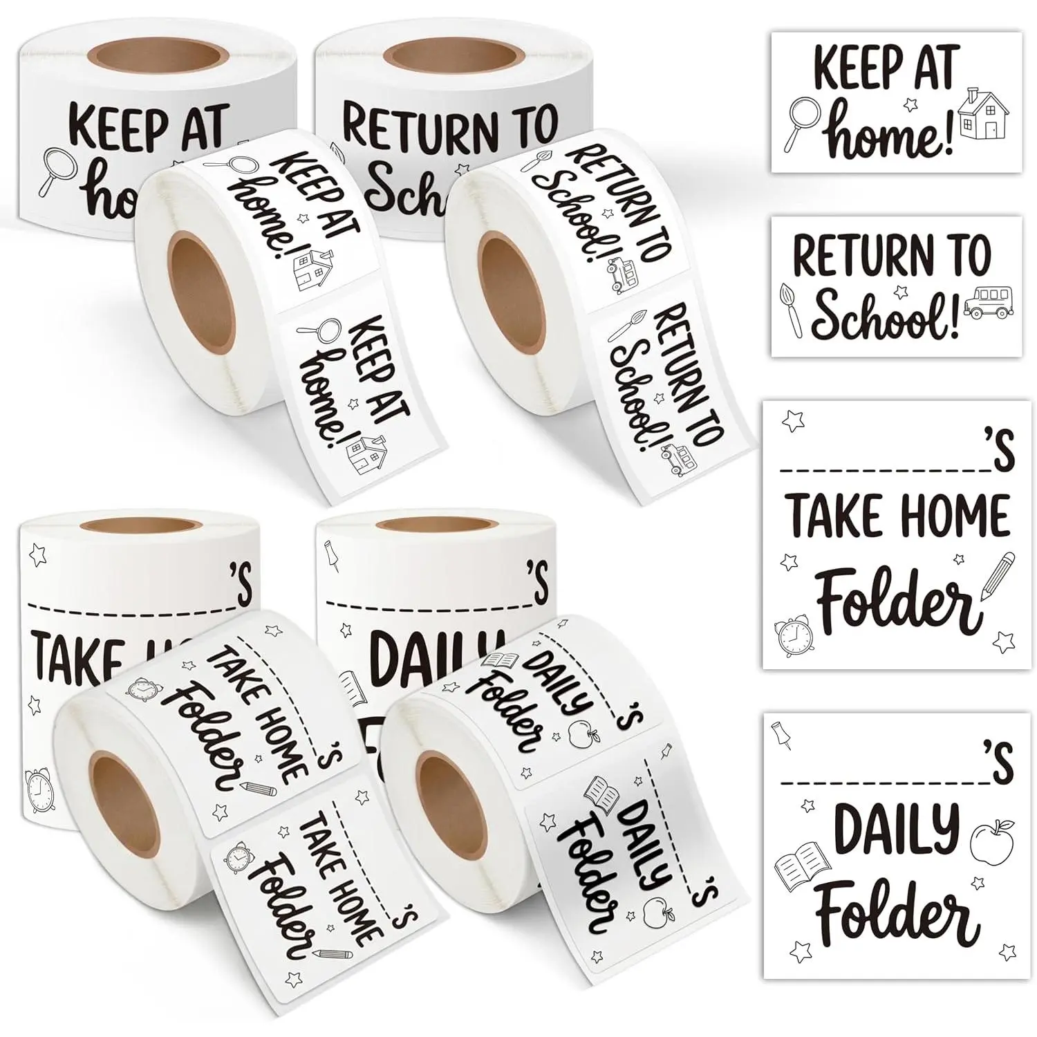 Student Homework Folder Labels -  to School 4 Rolls 400P  Label Stickers for Composition Notebooks, Return to School Classroom Keep at  Daily Supplies for Student Teacher
