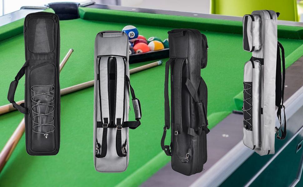 Pool Cue Case 4x5, Lightweight Pool Stick Holder Bag with Multi Pockets and Shoulder Strap, Soft Padded Billiard Stick Carrying Case Holds 4 Butts and 5 Shafts