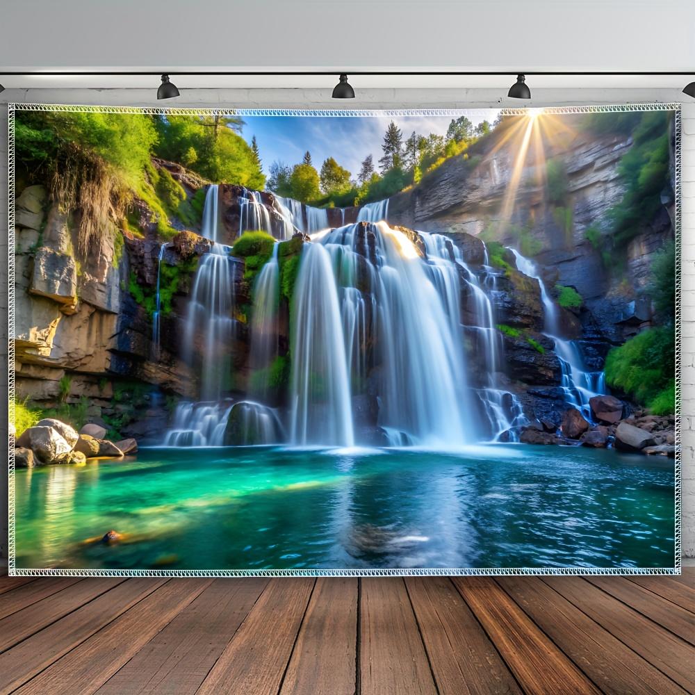 1 piece, Extra Large Waterfall and Sunlight Landscape Tapestry - Polyester Wall Hanging for Living Room, Bedroom, Office Decoration - Easy to Install, No Power Required