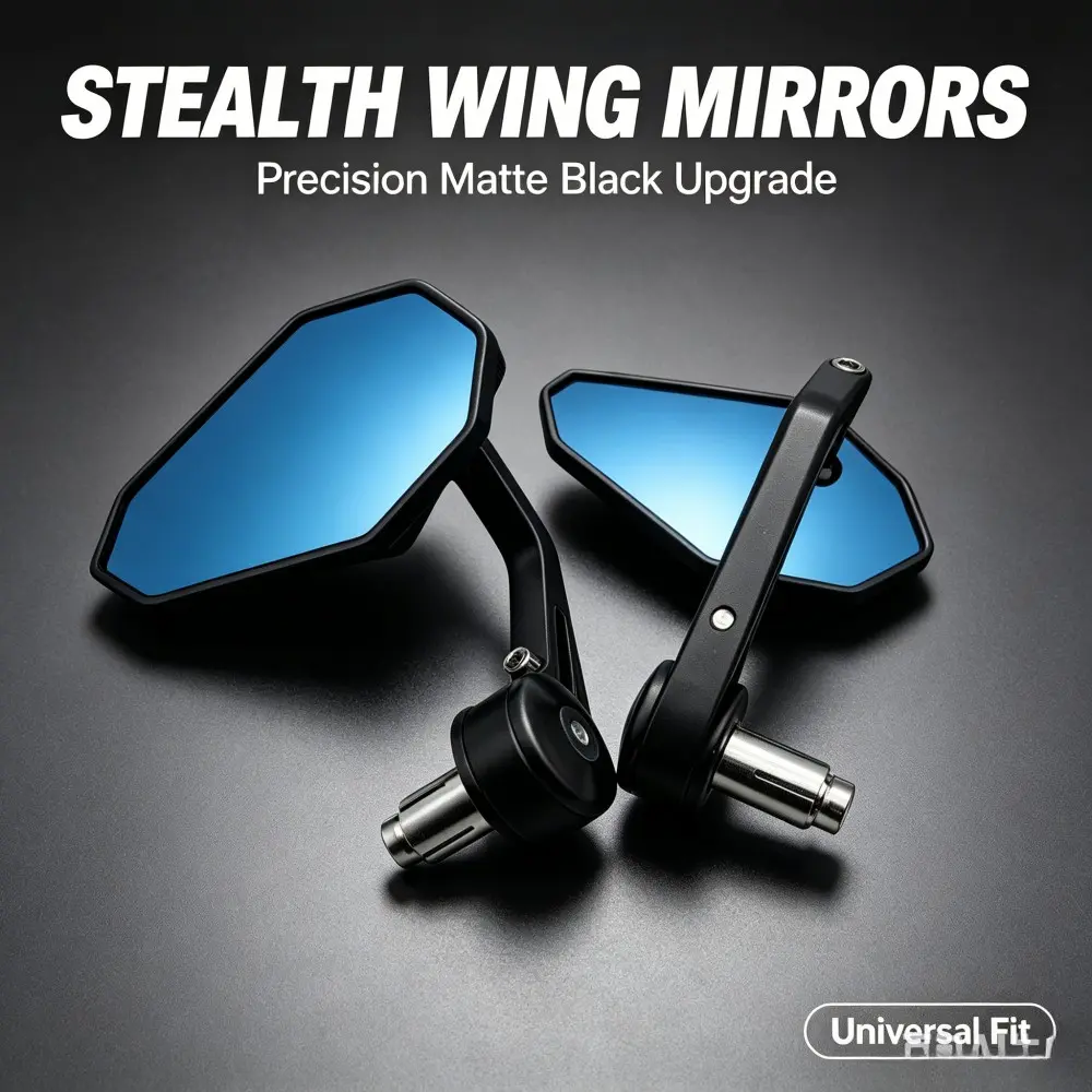 Classic Retro Motorcycle Rearview Mirror, Low Wind Resistance Aerodynamic Design, Matte, Fits Vintage Street Bike Bobber Models, Rear View Mirrors