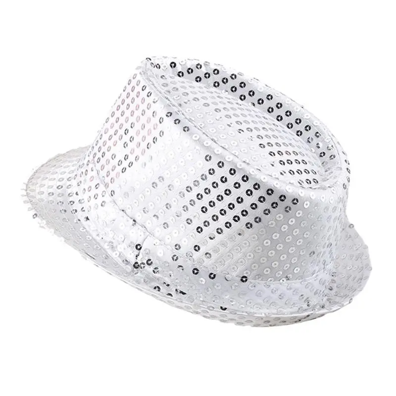 Unisex Sequins Jazz Hat for Men & Women, Sparkly Sequins Decorated Hat, Stage Dance Performance Headwear for Party, Holiday and Photoshoot Costume