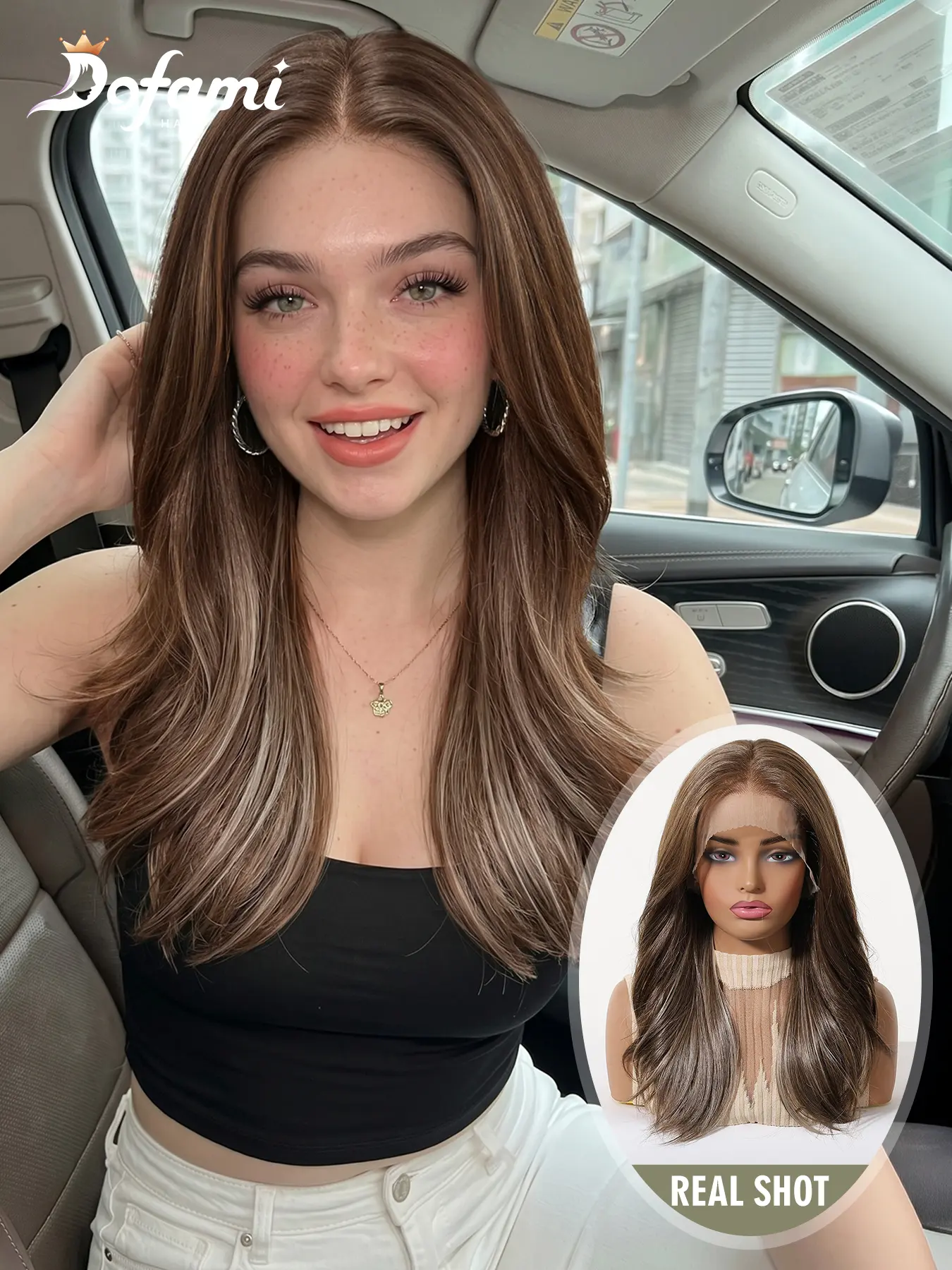 13x6 Large Lace Front Wig for Women, Natural Look Synthetic Straight Medium Length, Breathable Parting Realistic Long Hair Wig Futura, Fashion Wig