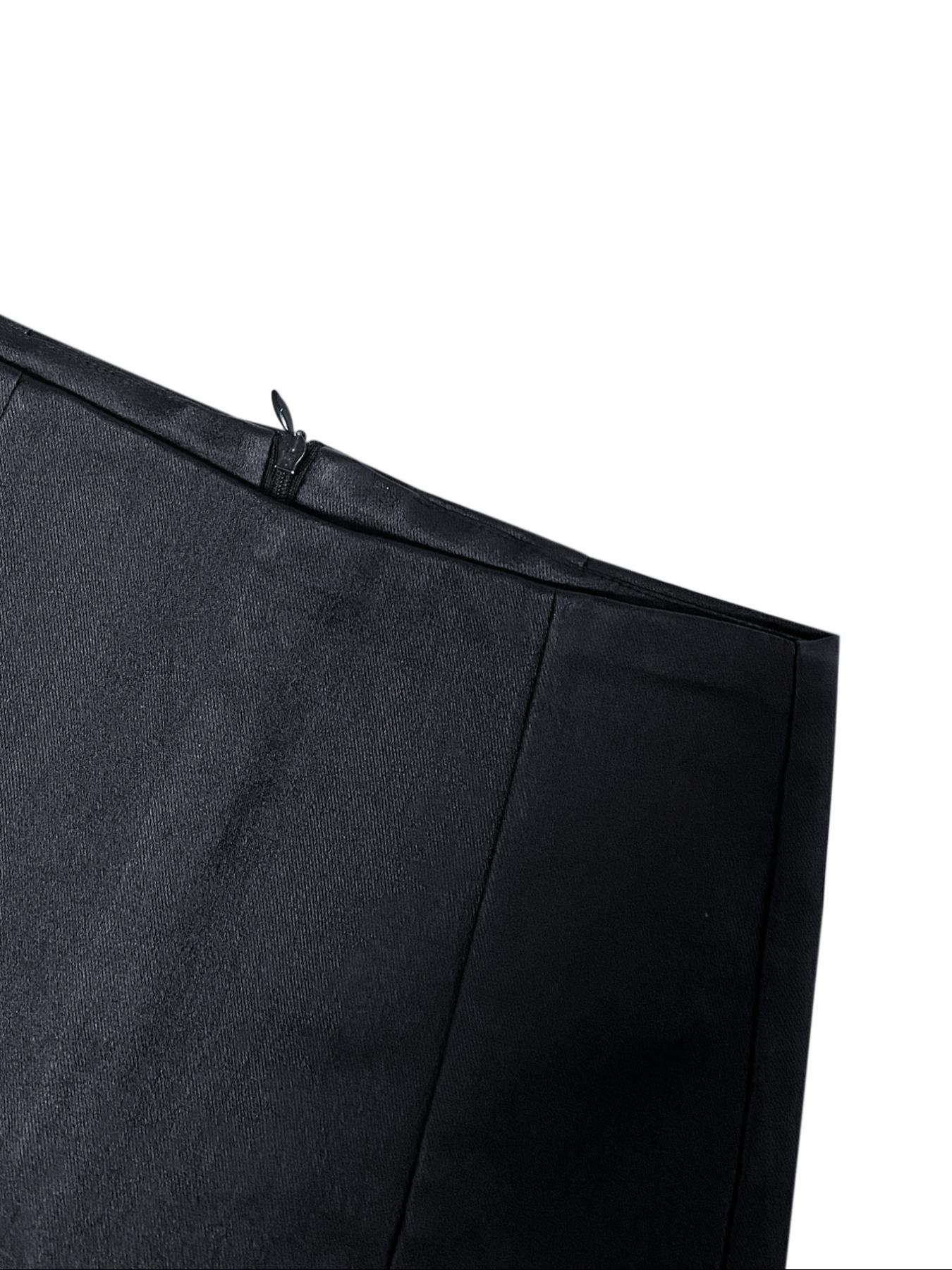 Women's Split Hem High Waist Skinny PU Skorts, Stretchy Zip Back Faux Leather Skort for Holiday Club Daily Wear, Lady's Bottoms for All Seasons