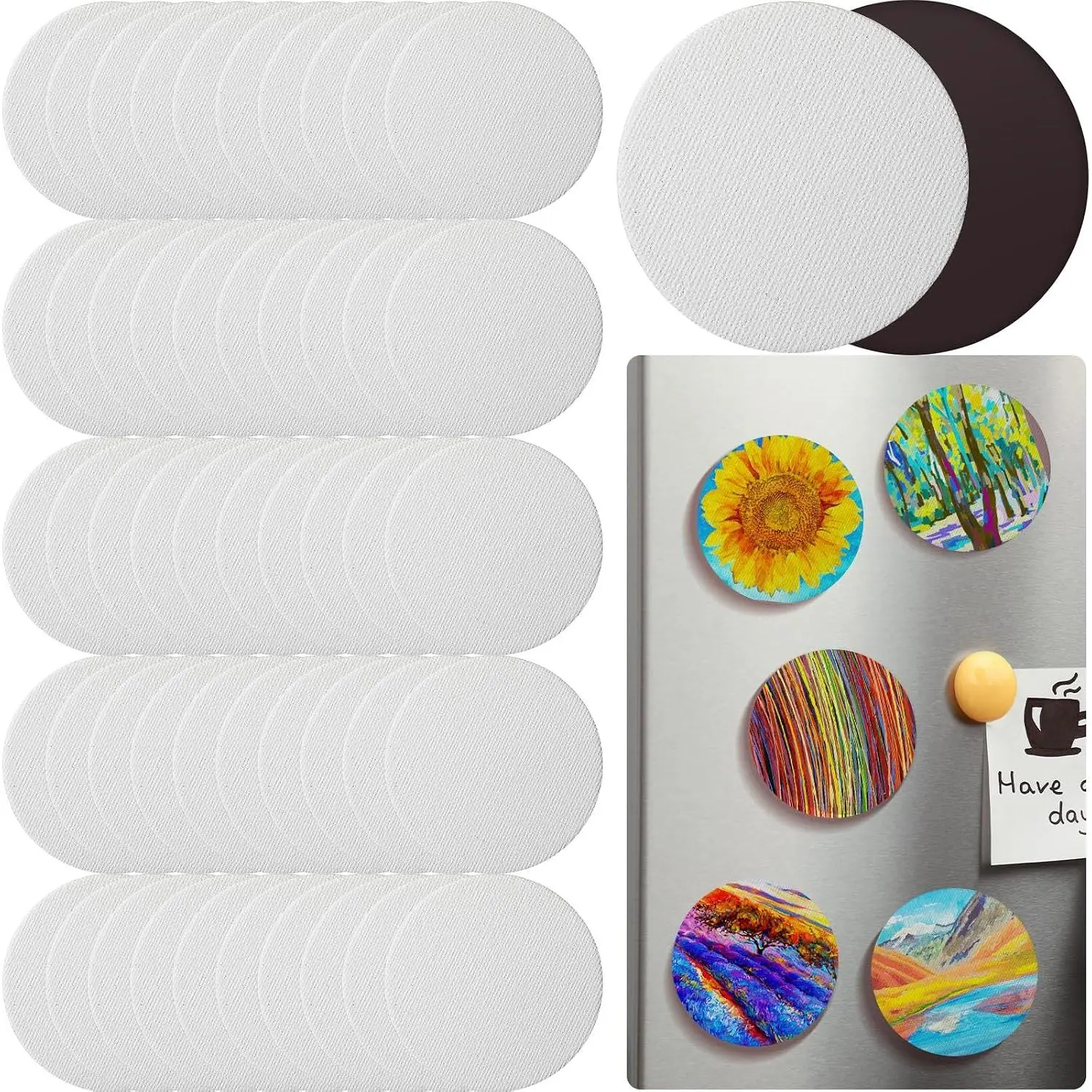 50 count  Painting Canvas Panels, 2.5 in, Round | Mini Canvas Boards,  Backing, Fridge Locker Art, DIY Crafts, Painting Projects,  Making