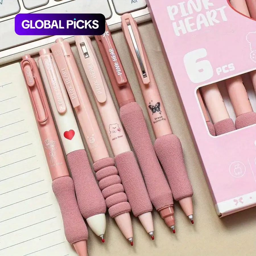 6/12-piece retractable ballpoint pen set, Aesthetic pens, for planners, featuring a design and 0.5mm tip, an ideal choice for school supplies, Office stationery. Back-to-school season, Christmas, top choice for festive gifts, Retractable Ballpen