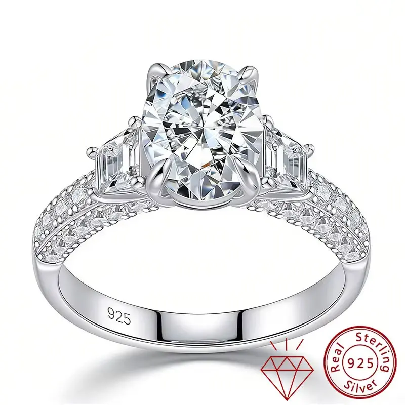 GRA Certified Moissanite Engagement Rings for Women 2.0 CT Oval Cut Solid 925 Sterling Silver Wedding Ring Fine Jewelry-NS BR2542_MM