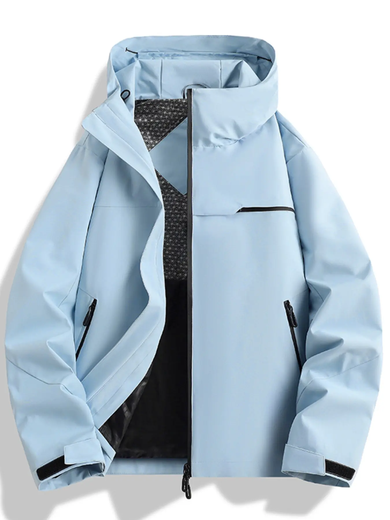 Men's Single Layer Hooded Raincoat, Outdoor Waterproof Windproof Hiking Jacket, Multiple Colors Available, Perfect for Adventure