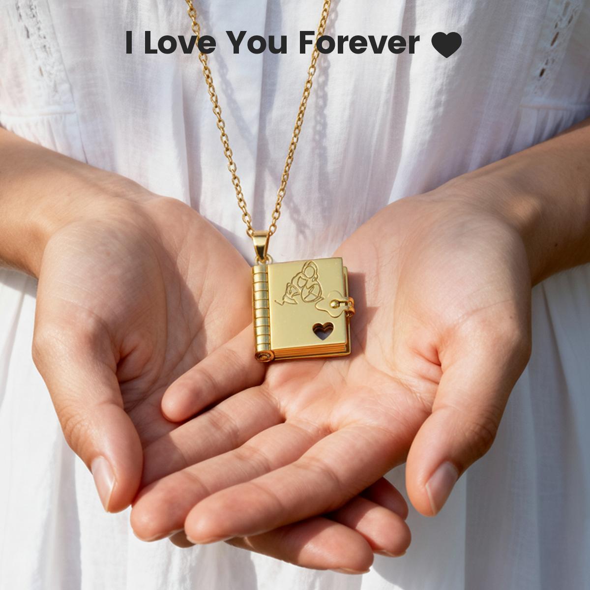 Book Locket Necklace: The Perfect Gift for Daughter/ Mom/ Granddaughter - Sentimental Keepsake for Women, Birthday, Mother's Day, Christmas Photo Pendant