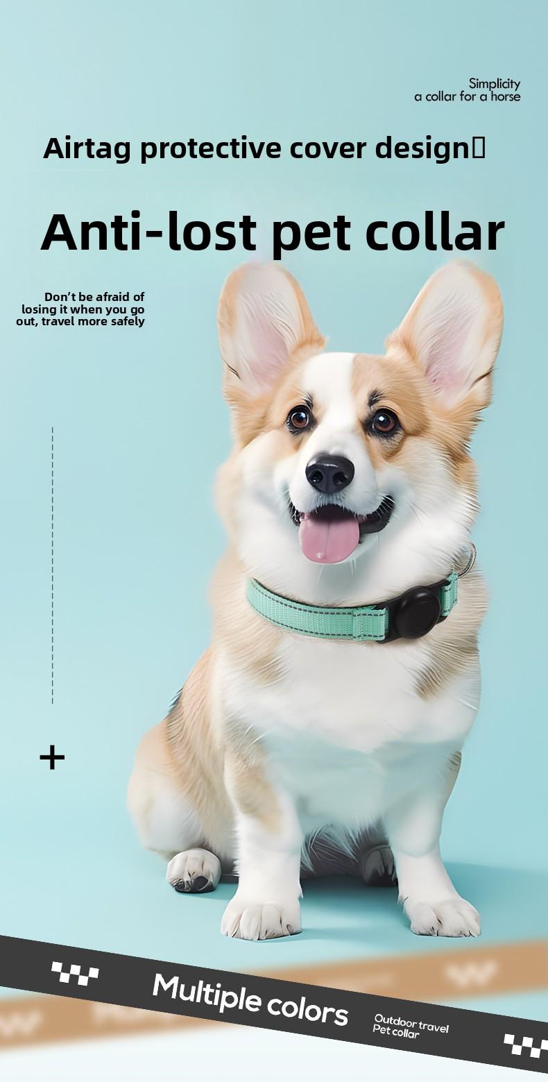 GPS Tracker Compatible Dog Collar, Waterproof Anti-Lost Pet Collar with Reflective Strips, Custom Laser Engraved, Durable for Small Medium Dogs, Safety Walking Pet Collar Protective Cover, Escape Proof Lightweight Adjustable Dog Neck Strap