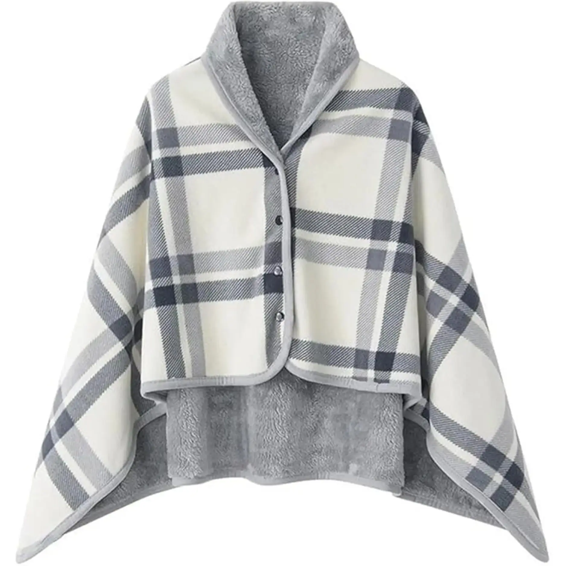 Retro Aesthetic 1-Piece Fleece Wearable Blanket - Skin-Friendly Comfy Warm Buttoned Wrap Shawl Poncho Throw for Home & Travel Indoors Outdoors Use