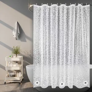 Transparent Shower Curtain Liner, 3D Eeva Bath Insert, Plastic Waterproof, 72x72 Inches, Metal Grommets, Magnetic Weights, Plastic Hooks