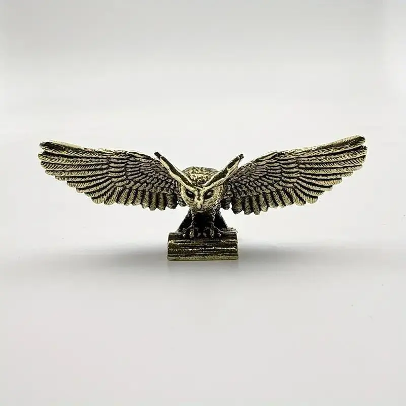 Bronze Owl Statue - Winged Decorative Ornament, Elegant Animal Desk Décor, Home and Office Collection, No Power Required