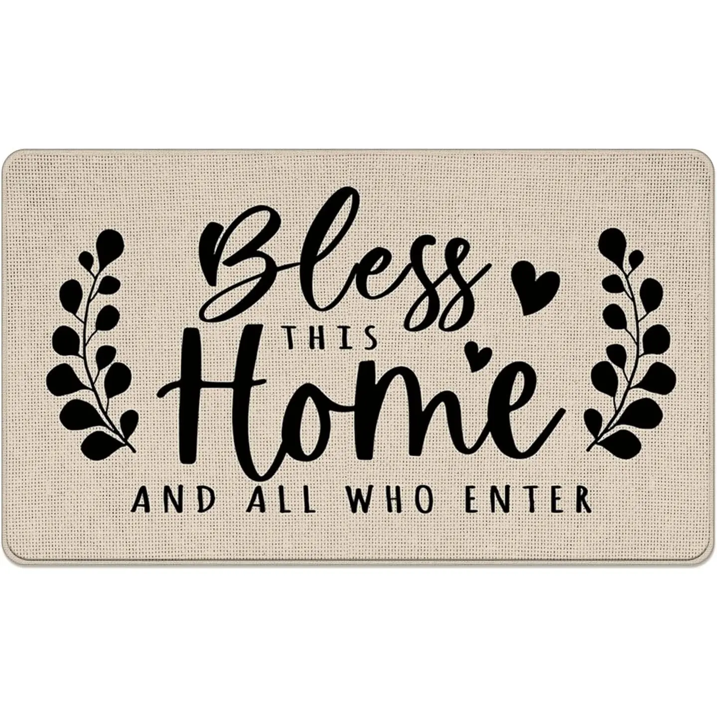 Bless This Home and All Who Enter Decorative Front Door Mat| Farmhouse Welcome Doormat Indoor Non-Slip Entryway Rug, Low Rustic Home Decoration 17x29 Inches