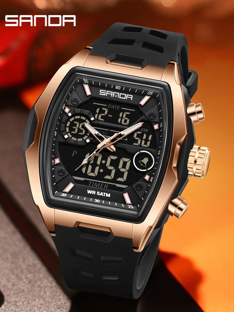 Men's Sportive Digital Watch, Fashionable Digital Watch with Digital Display, Trendy Multifunctional Watch for Daily Life, with Box