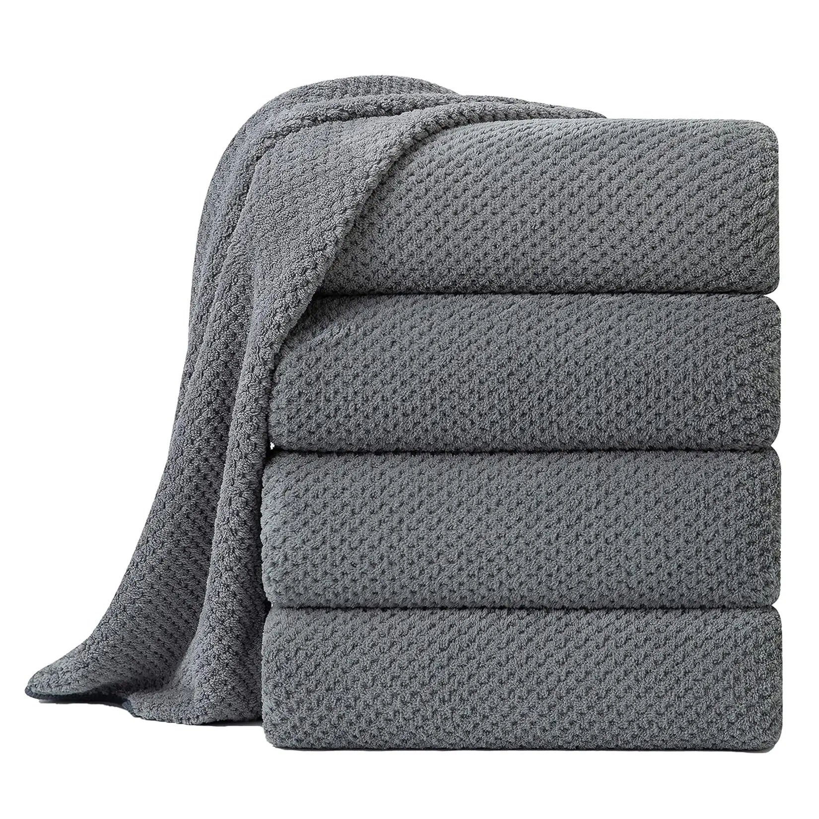 Ultra Absorbent & Quick Dry Bath Towel Set – 4 Pack Waffle Microfiber Towels, Extra Large 35.4" x 67" – Soft & Lightweight, Hanging Loop – Perfect for Bathroom, Gym, Pool, Spa & Travel