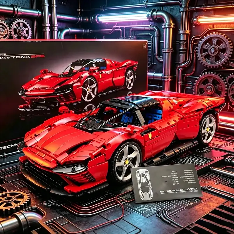 3778PCS MOC Technical 1:8 Red SP3 Supercar Building Blocks Set Model Collectible Display Assembly Toy Birthday Gifts for Boys DIY Building Set Collectors Block Set